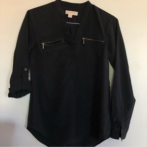 Wonderful Michael Kors Long Roll sleeve black blouse XS